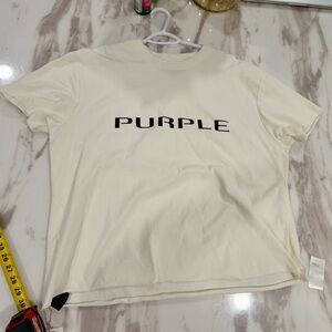 Purple brand Cream Short Sleeve Tee with Black Lettering